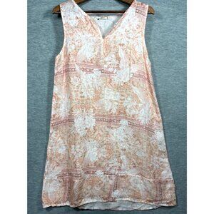 Terzo Millennio Womens Dress M‎ 100% Linen Sleeveless Tunic Peach Floral